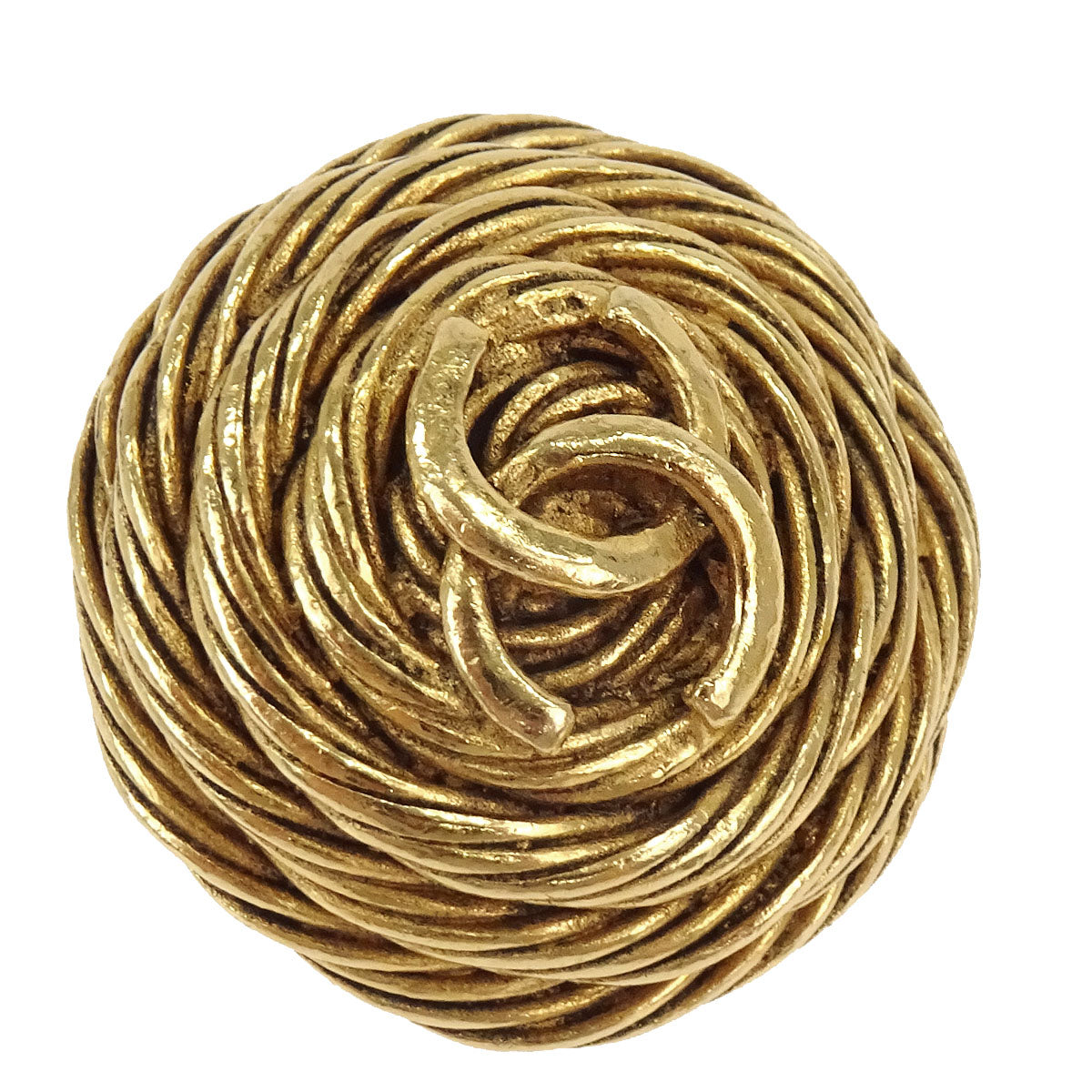 Chanel Button Clip-On Earrings Gold 94A
