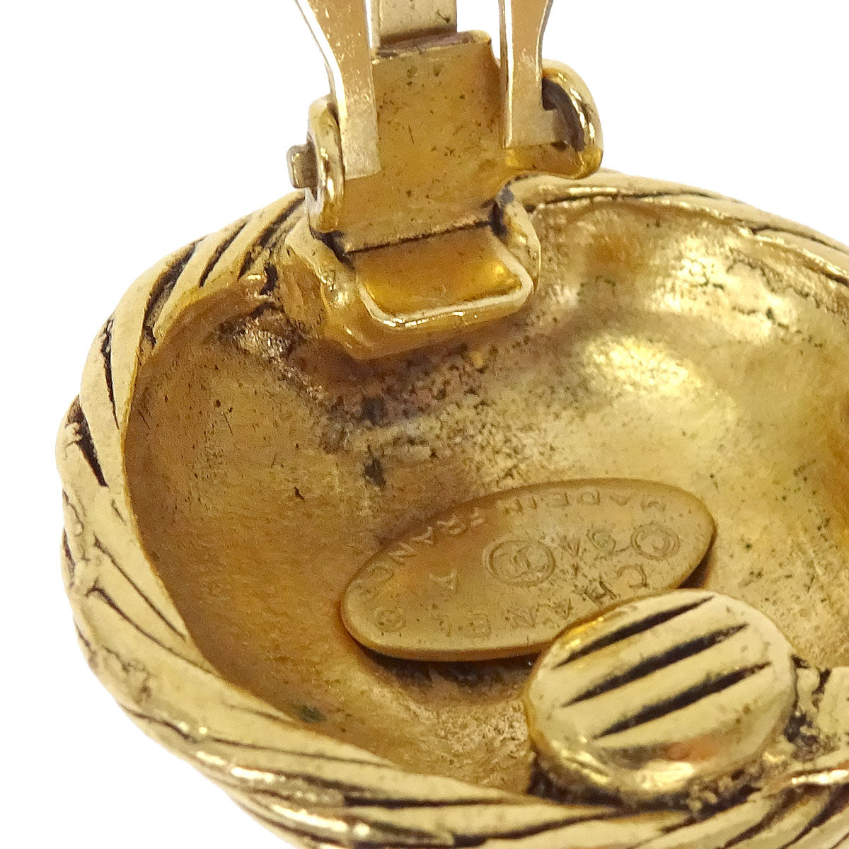 Chanel Button Clip-On Earrings Gold 94A