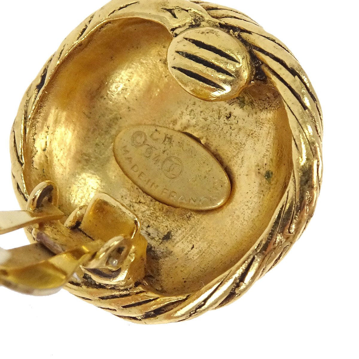 Chanel Button Clip-On Earrings Gold 94A
