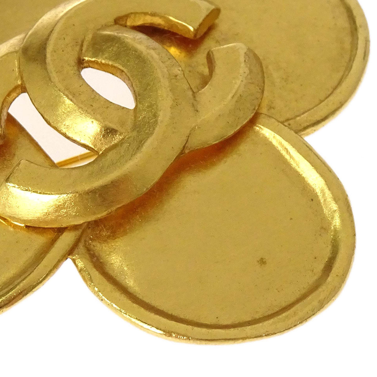 Chanel CC Clover Brooch Pin Gold 96P