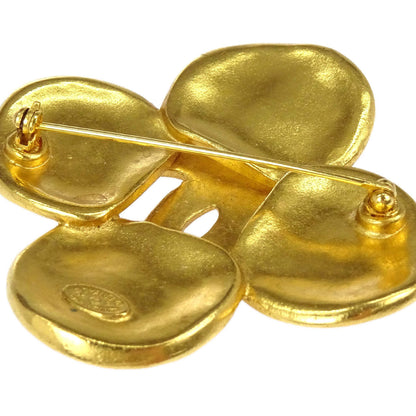 Chanel CC Clover Brooch Pin Gold 96P