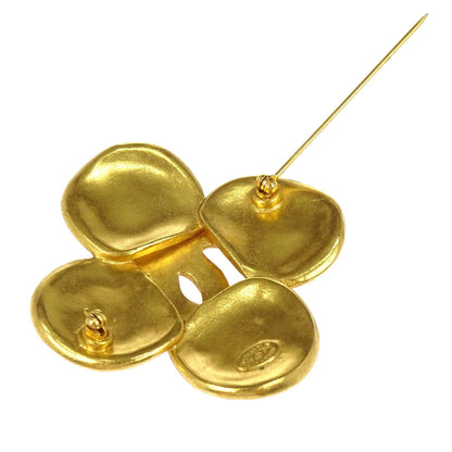Chanel CC Clover Brooch Pin Gold 96P