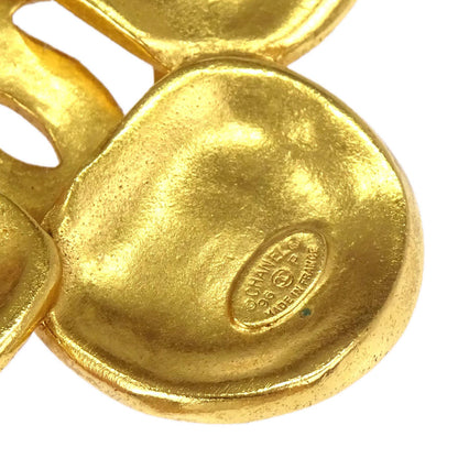 Chanel CC Clover Brooch Pin Gold 96P