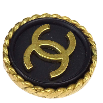 Chanel Button Clip-On Earrings Gold Black 95P