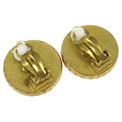 Chanel Button Clip-On Earrings Gold Black 95P
