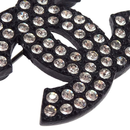 Chanel CC Brooch Pin Rhinestone Black 02A
