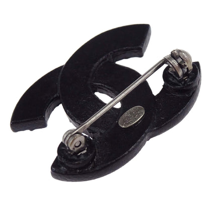 Chanel CC Brooch Pin Rhinestone Black 02A