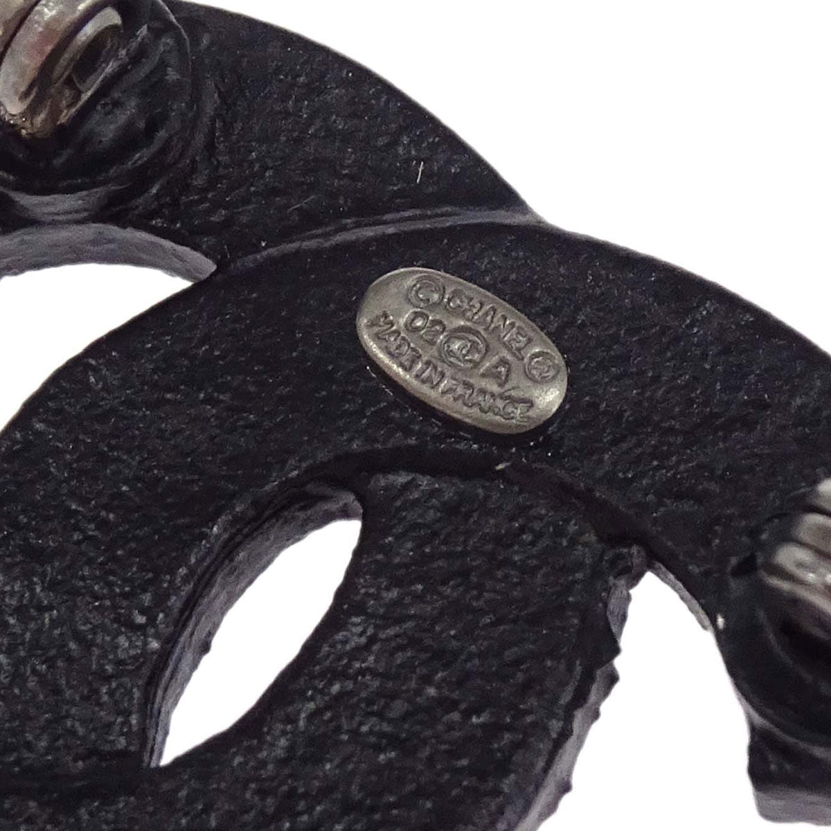 Chanel CC Brooch Pin Rhinestone Black 02A