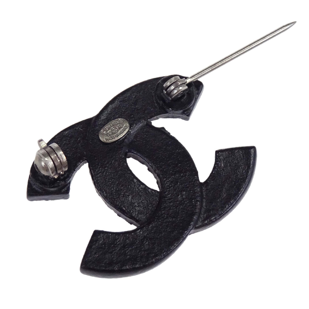 Chanel CC Brooch Pin Rhinestone Black 02A