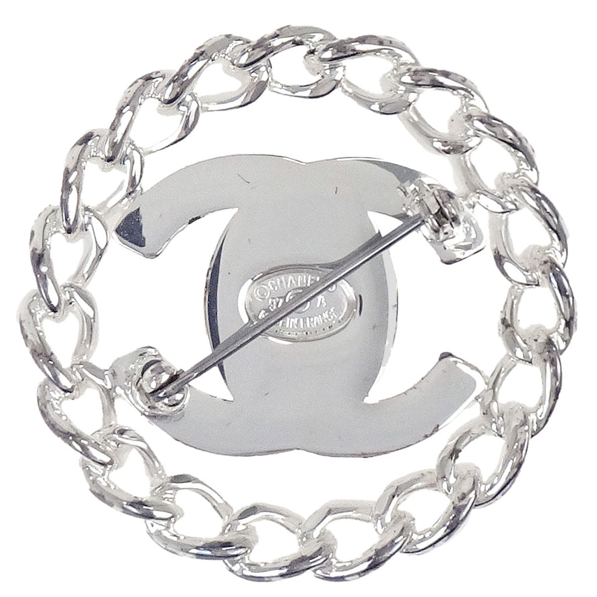Chanel CC Turnlock Brooch Pin Silver 97A