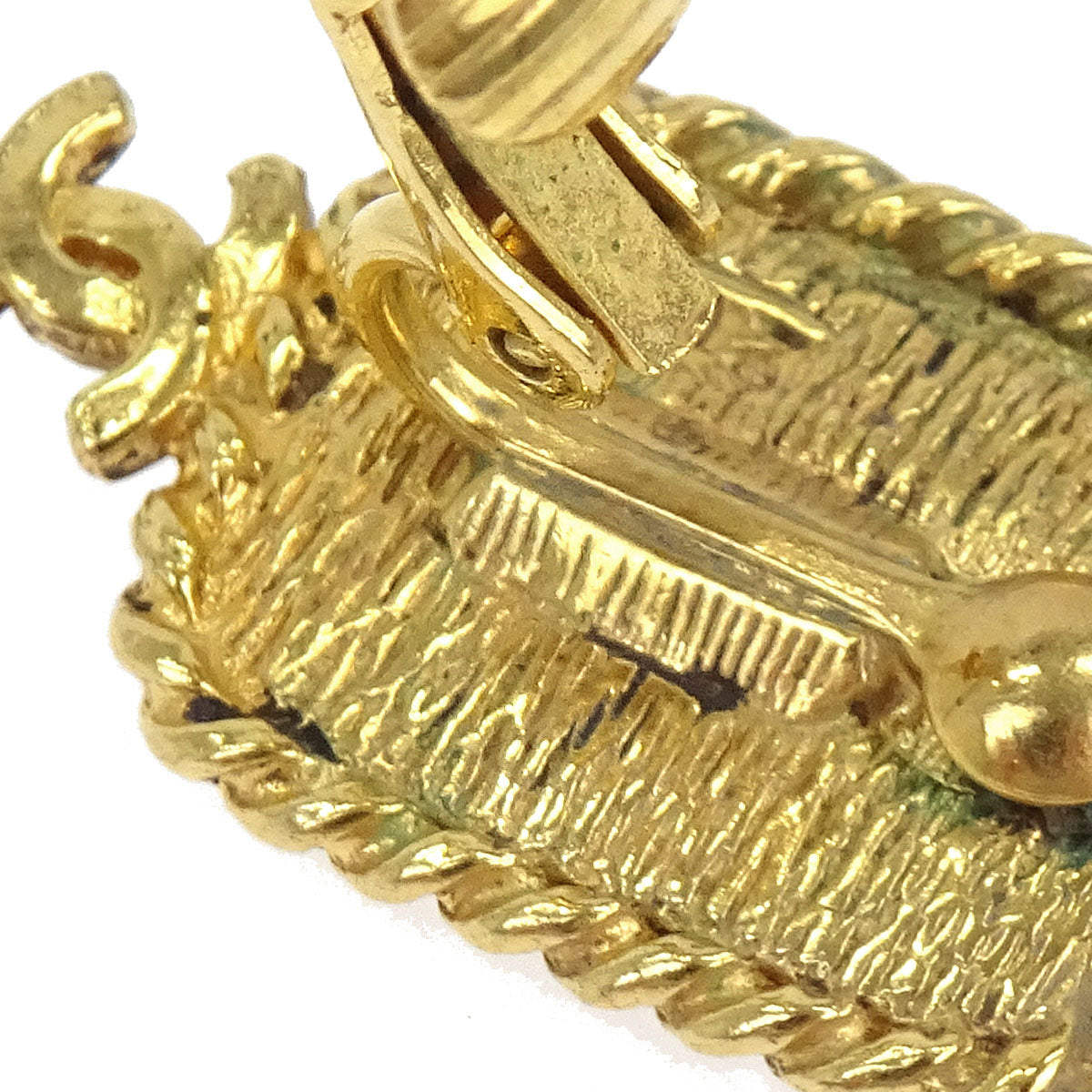Chanel Rectangle CC Clip-On Earrings Gold Gripoix 2088