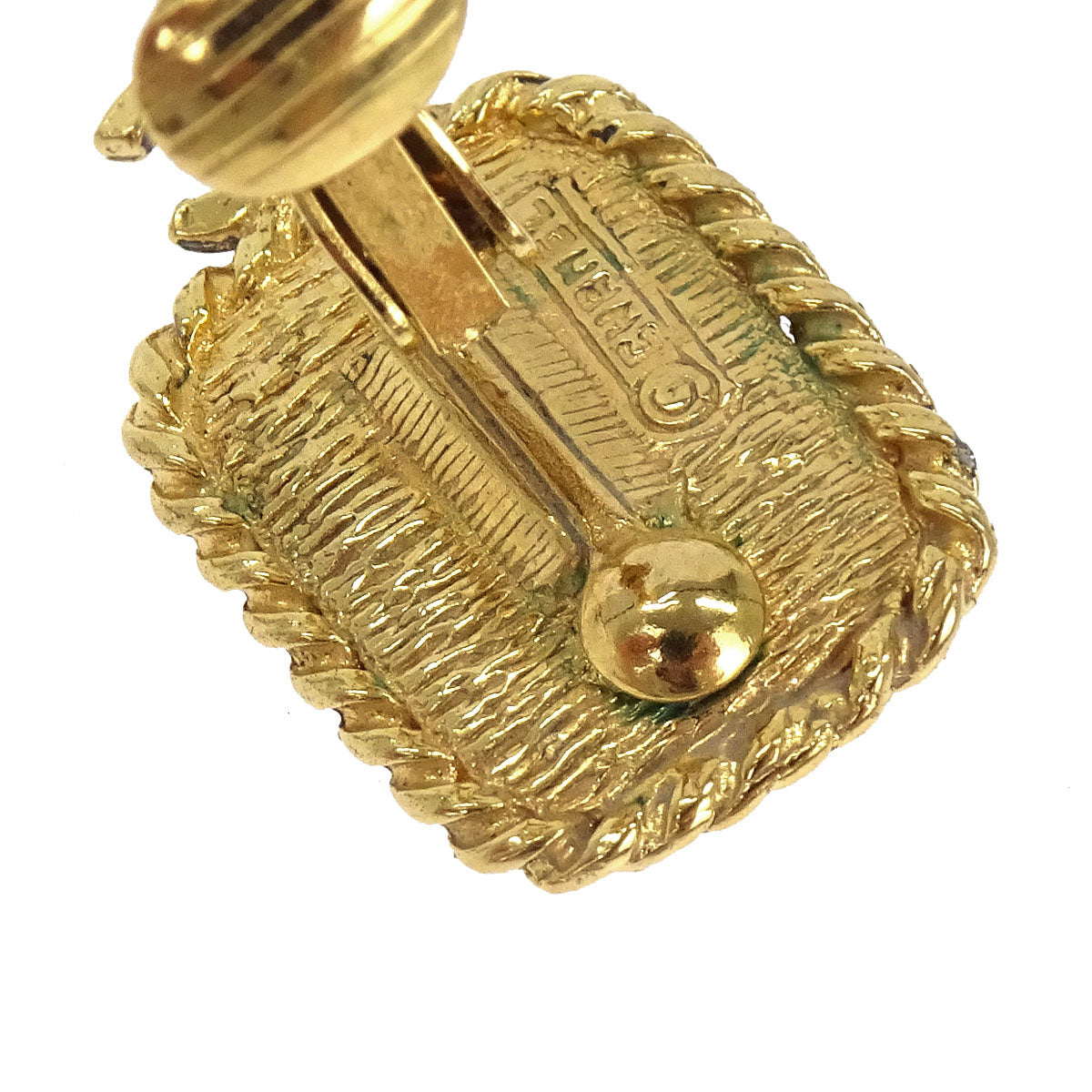 Chanel Rectangle CC Clip-On Earrings Gold Gripoix 2088