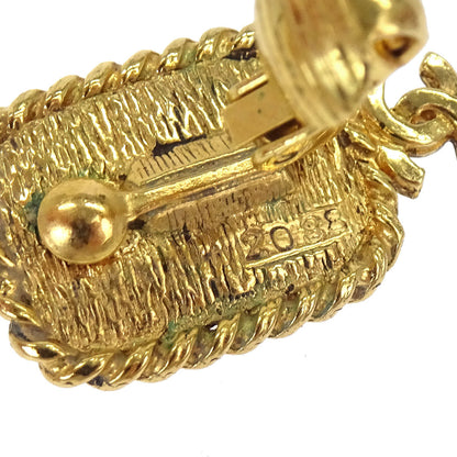 Chanel Rectangle CC Clip-On Earrings Gold Gripoix 2088