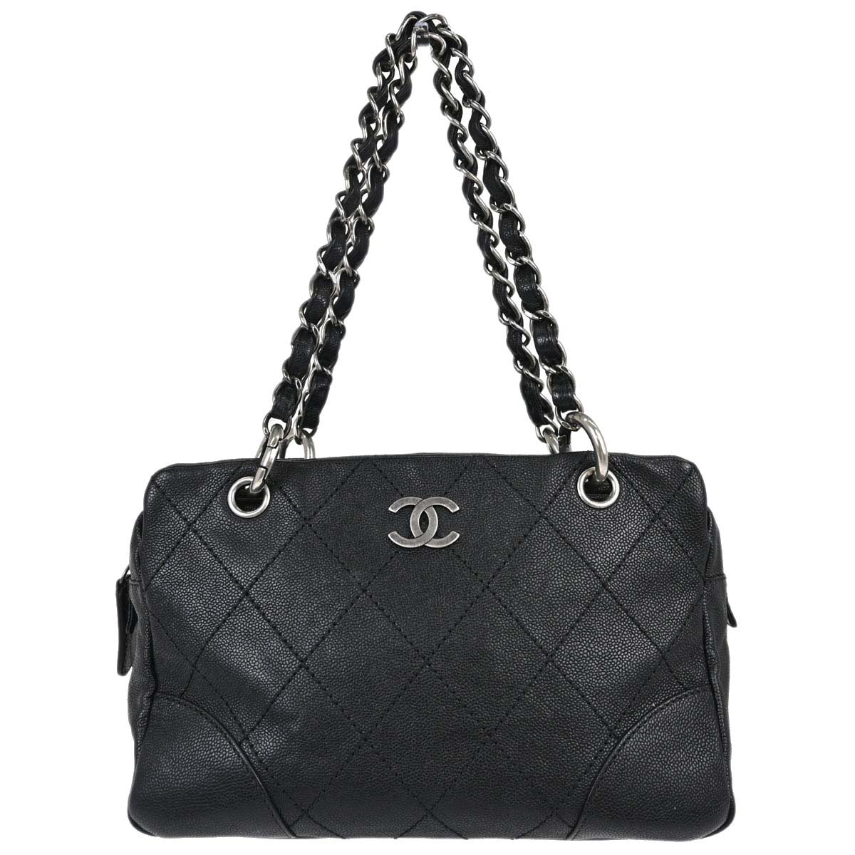 Chanel Black Caviar Skin Wild Stitch Chain Handbag