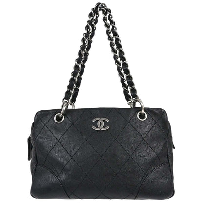 Chanel Black Caviar Skin Wild Stitch Chain Handbag