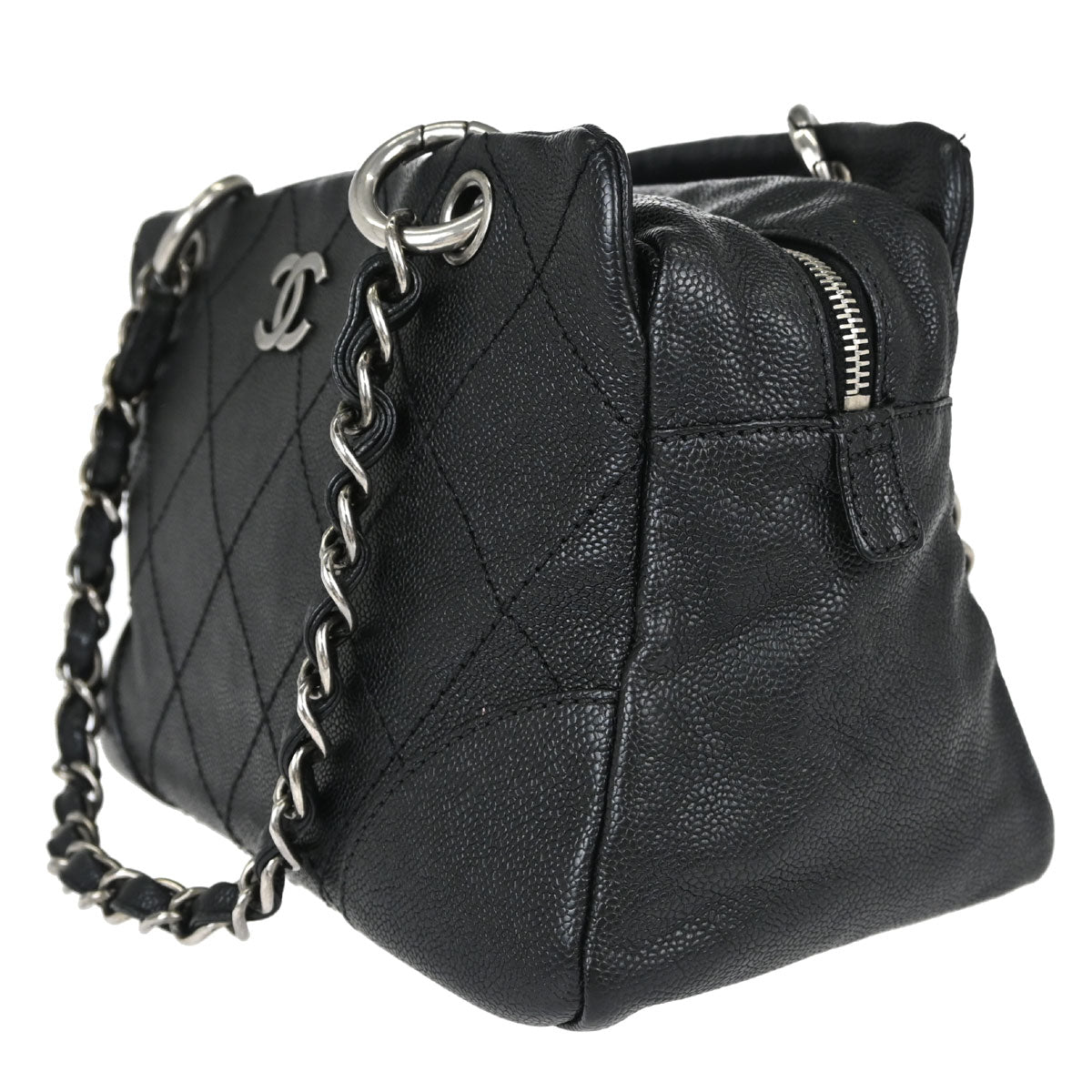 Chanel Black Caviar Skin Wild Stitch Chain Handbag