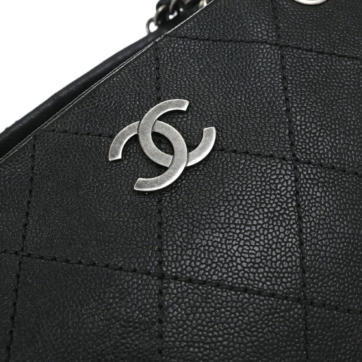 Chanel Black Caviar Skin Wild Stitch Chain Handbag