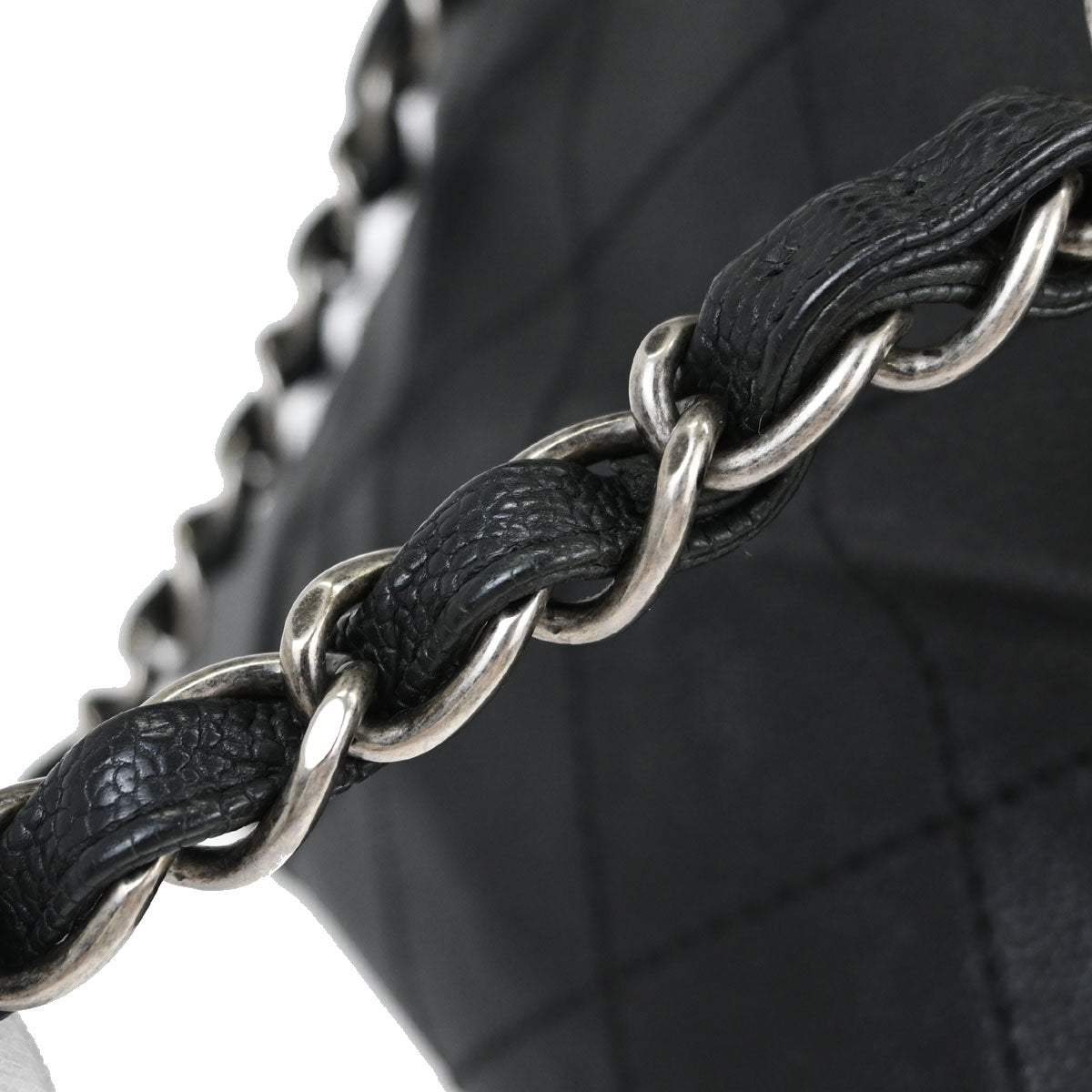Chanel Black Caviar Skin Wild Stitch Chain Handbag