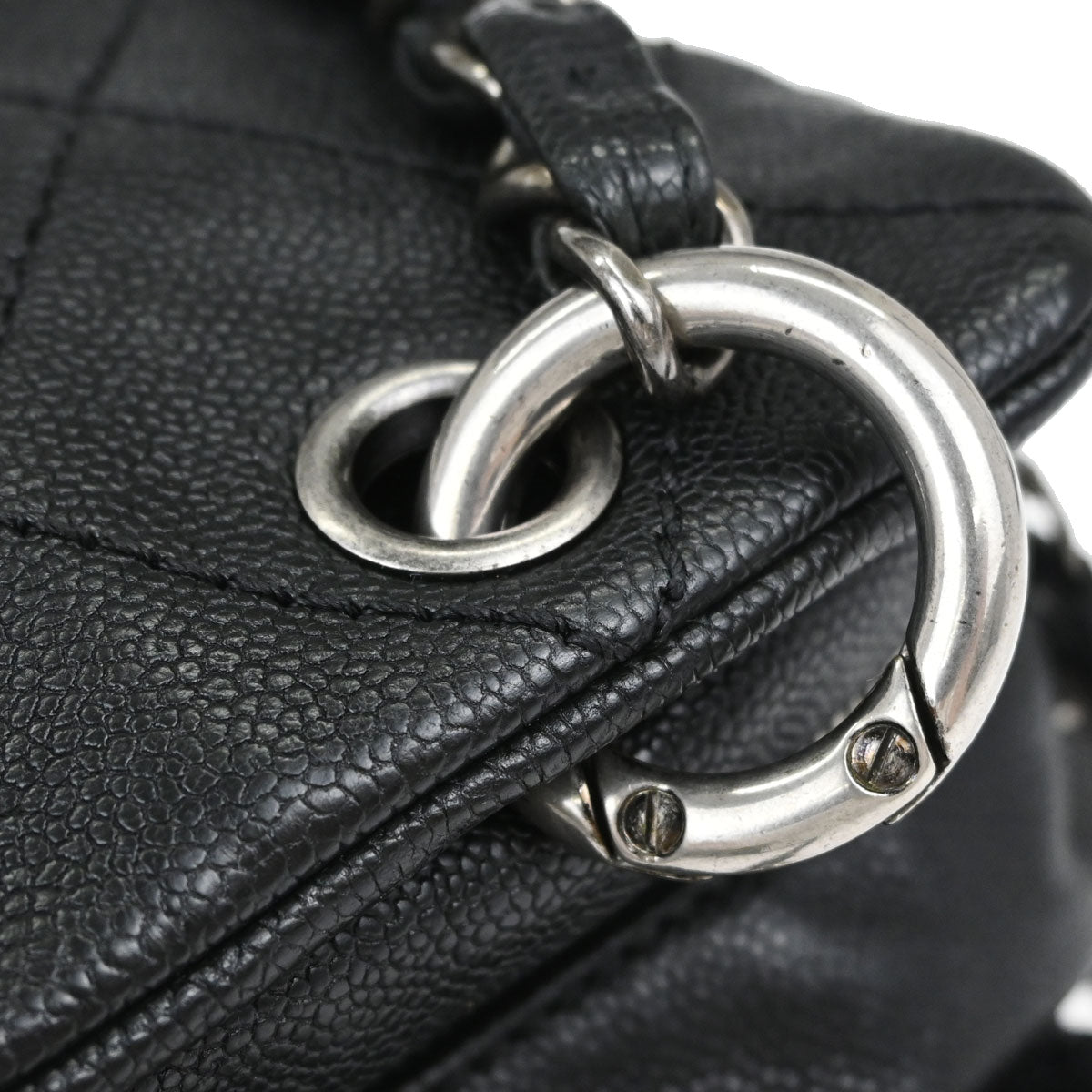Chanel Black Caviar Skin Wild Stitch Chain Handbag