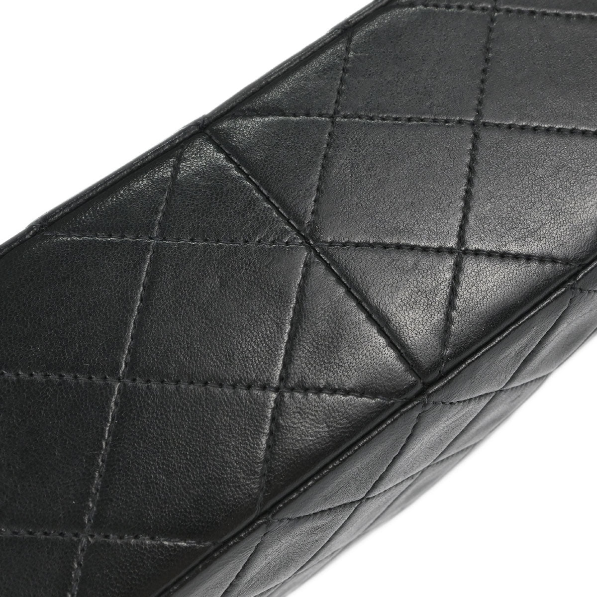 Chanel 1991-1994 Black Lambskin Classic Square Flap Shoulder Bag 20