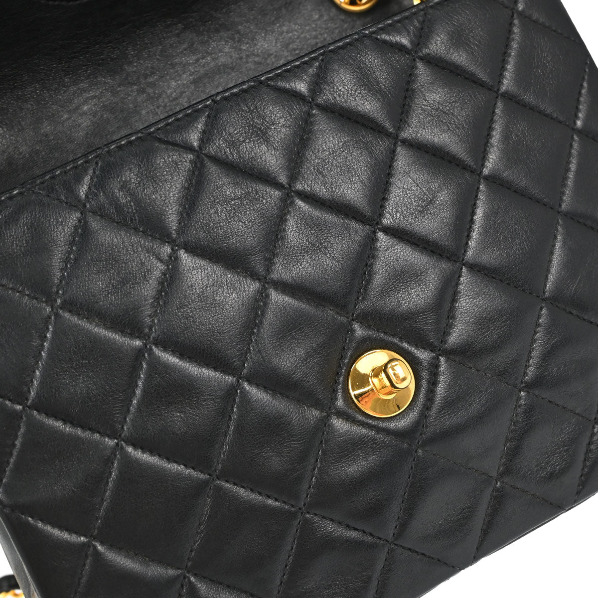 Chanel 1991-1994 Black Lambskin Classic Square Flap Shoulder Bag 20