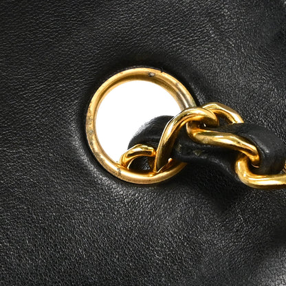 Chanel 1991-1994 Black Lambskin Classic Square Flap Shoulder Bag 20