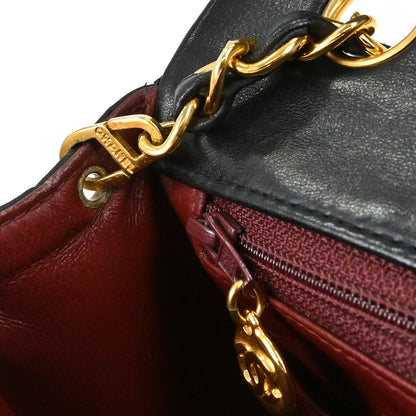 Chanel 1991-1994 Black Lambskin Classic Square Flap Shoulder Bag 20