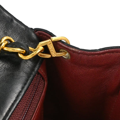 Chanel 1991-1994 Black Lambskin Classic Square Flap Shoulder Bag 20
