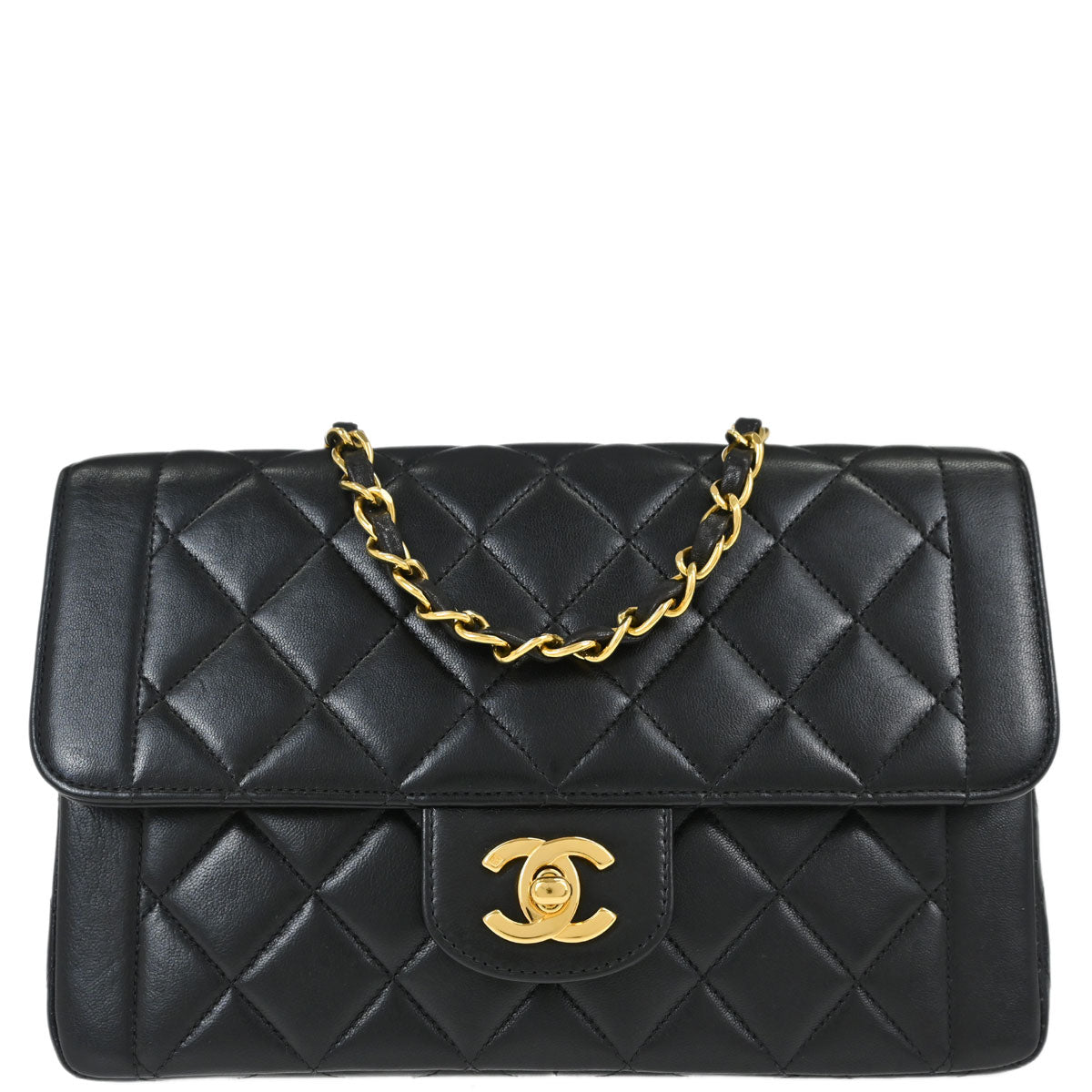Chanel Black Lambskin Small Single Flap Shoulder Bag
