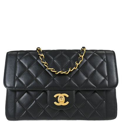 Chanel Black Lambskin Small Single Flap Shoulder Bag