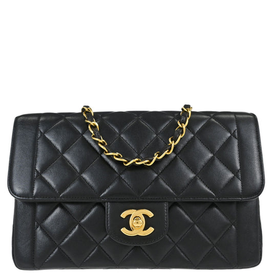 Chanel Black Lambskin Small Single Flap Shoulder Bag