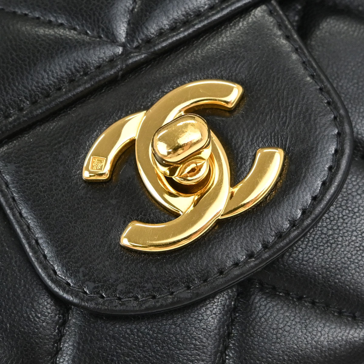 Chanel Black Lambskin Small Single Flap Shoulder Bag