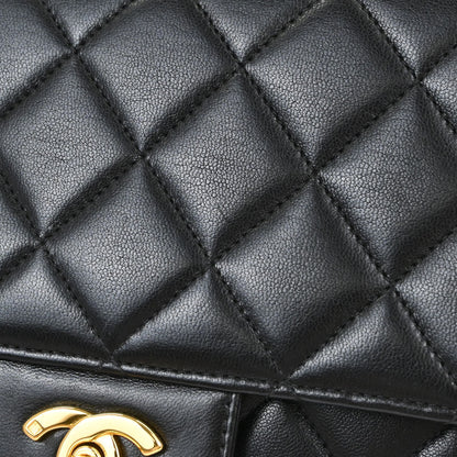 Chanel Black Lambskin Small Single Flap Shoulder Bag