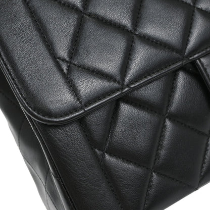 Chanel Black Lambskin Small Single Flap Shoulder Bag