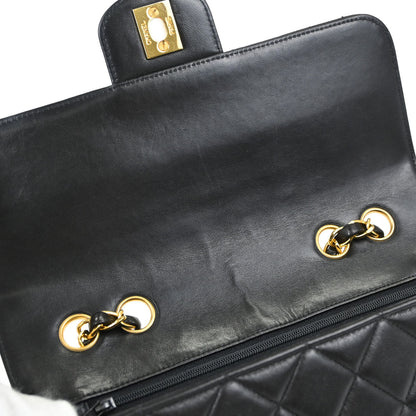 Chanel Black Lambskin Small Single Flap Shoulder Bag