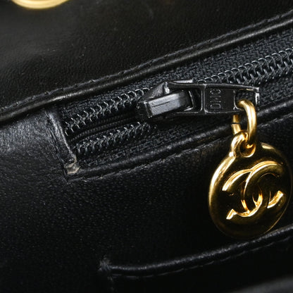 Chanel Black Lambskin Small Single Flap Shoulder Bag