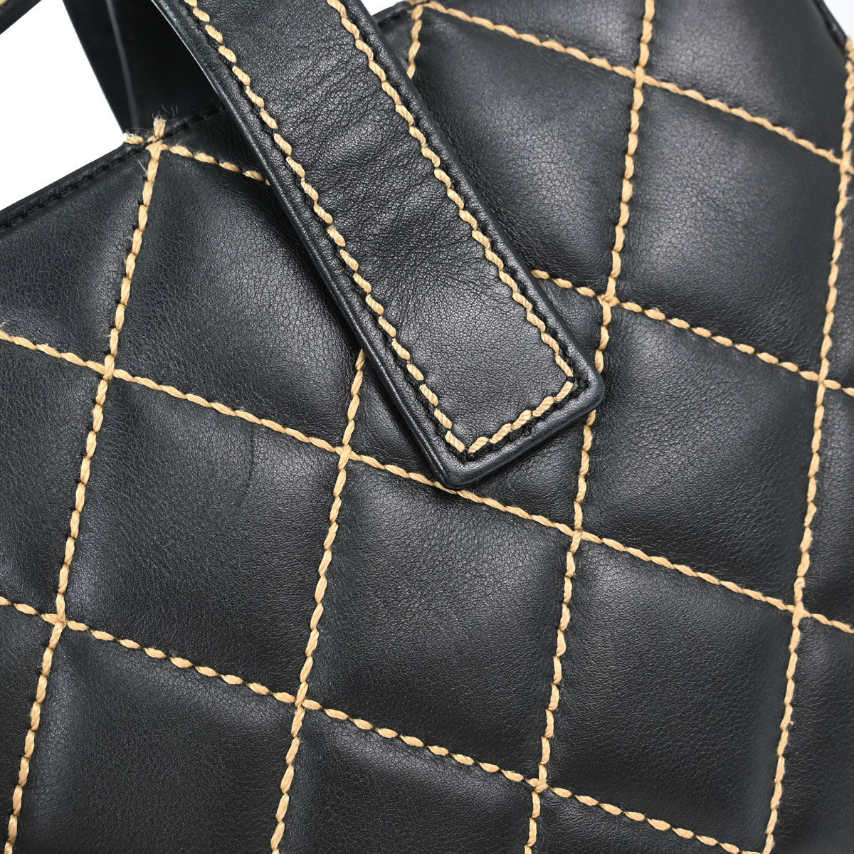 Chanel 2004-2005 Black Calfskin Wild Stitch Handbag