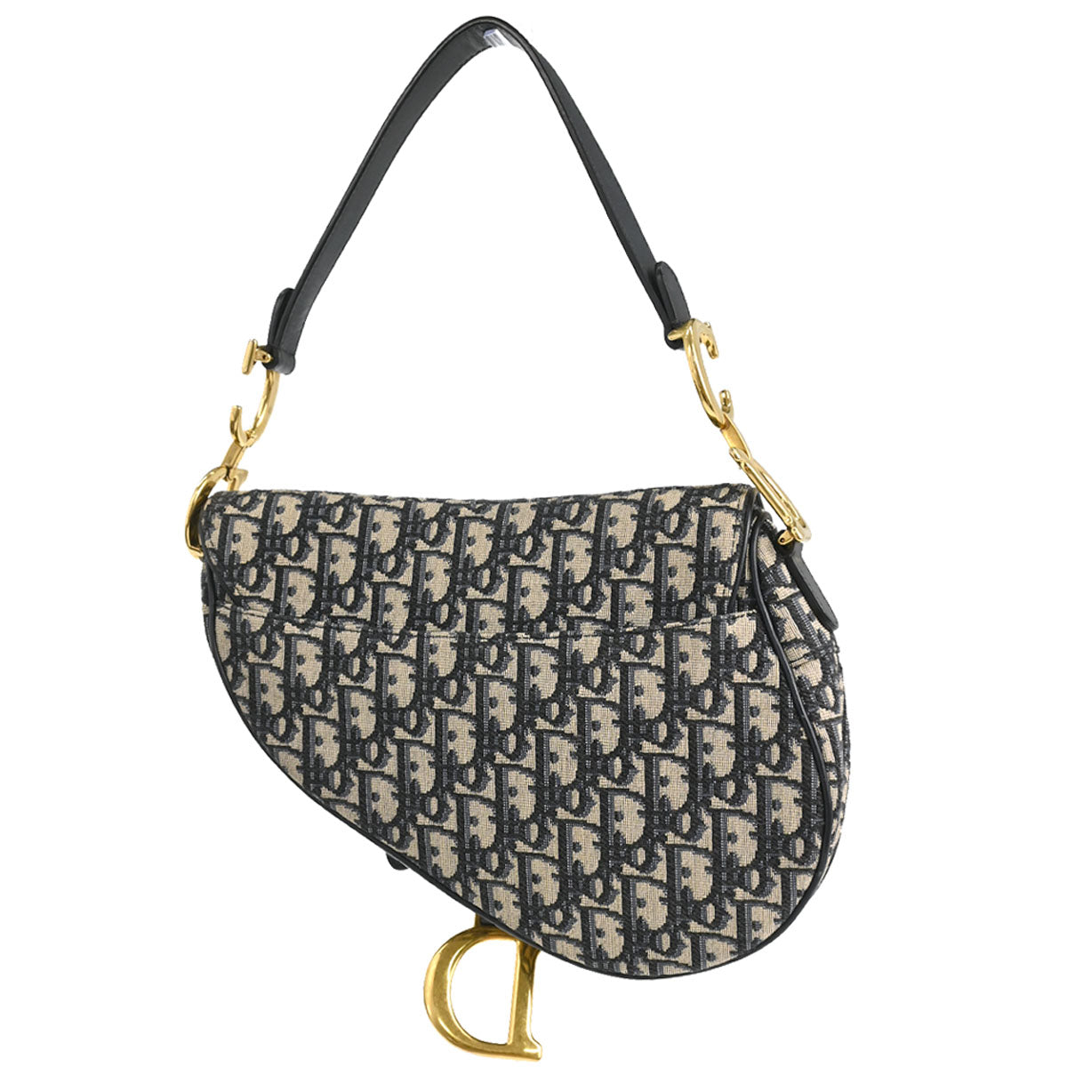 Christian Dior 2018 Navy Beige Trotter Oblique Saddle Handbag