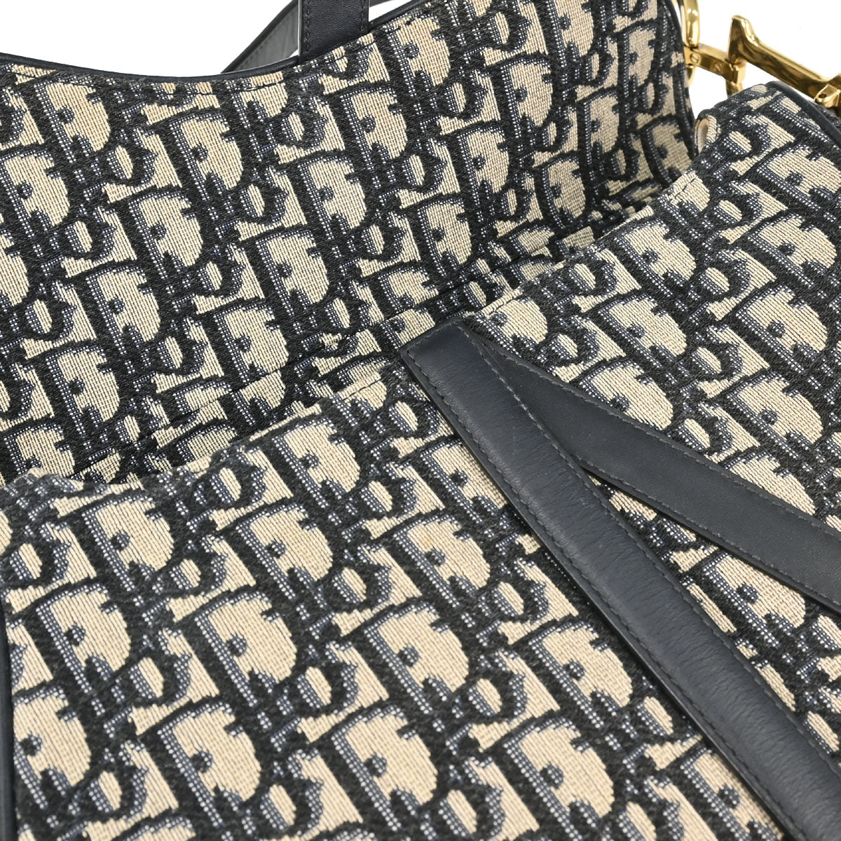 Christian Dior 2018 Navy Beige Trotter Oblique Saddle Handbag