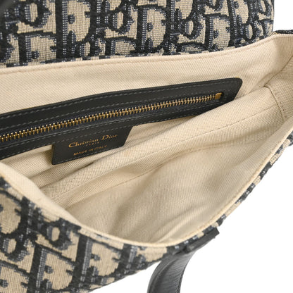 Christian Dior 2018 Navy Beige Trotter Oblique Saddle Handbag