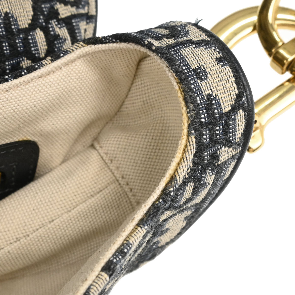 Christian Dior 2018 Navy Beige Trotter Oblique Saddle Handbag