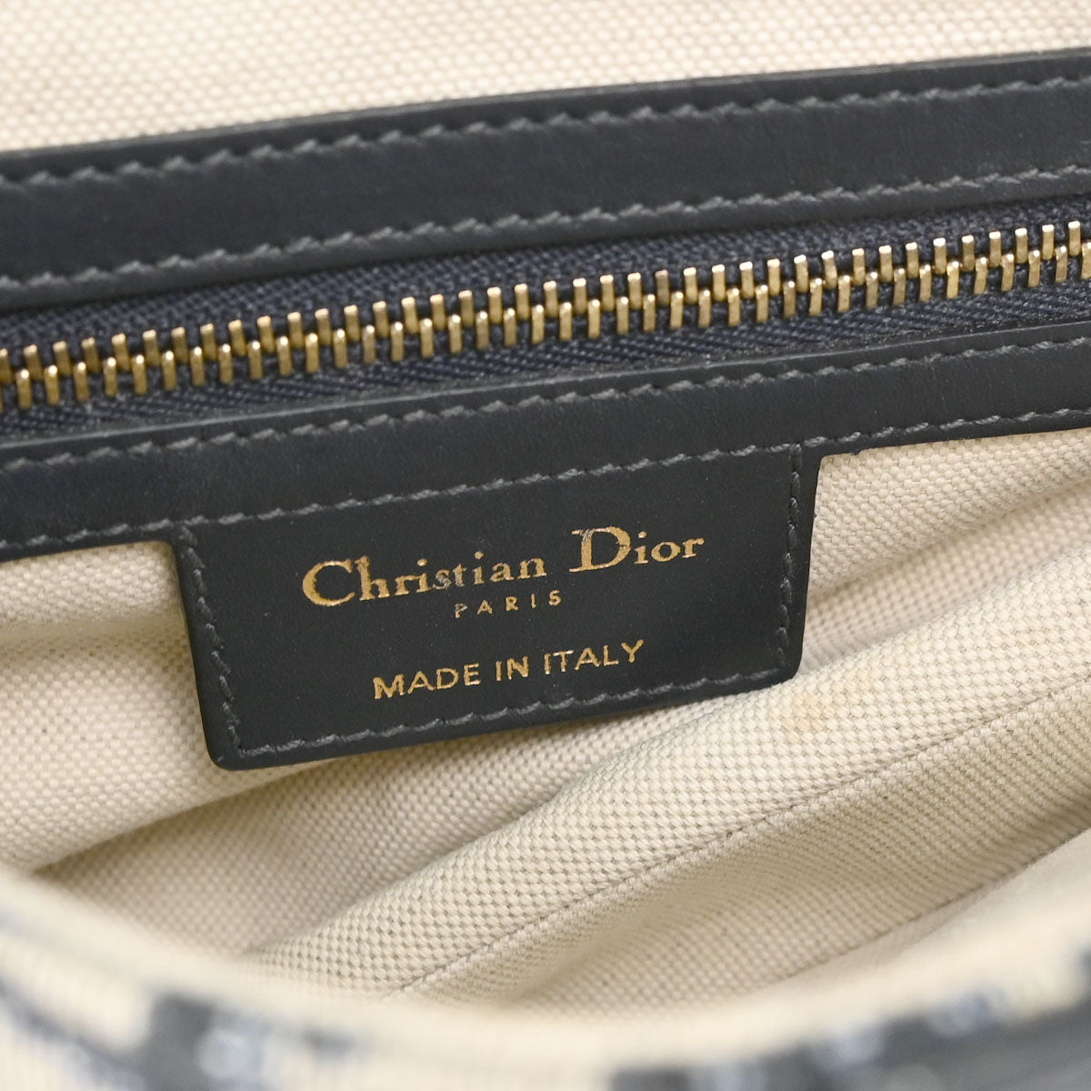 Christian Dior 2018 Navy Beige Trotter Oblique Saddle Handbag