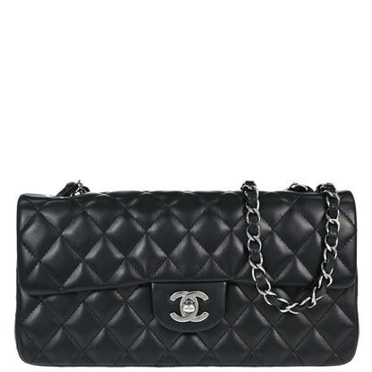 Chanel Black Lambskin East West Shoulder Bag