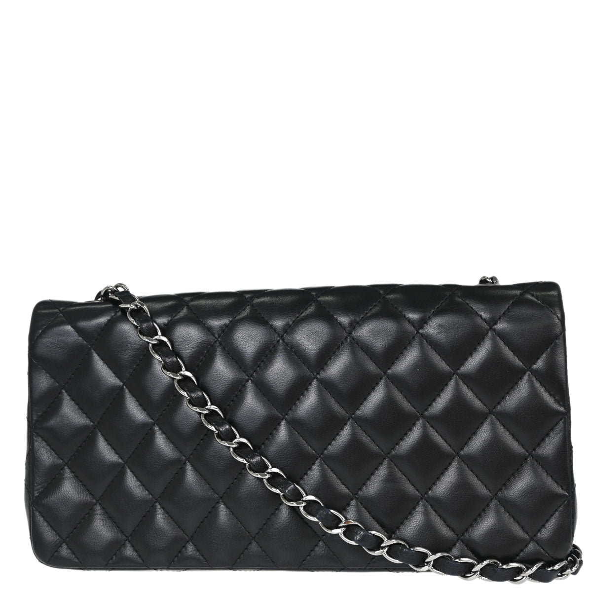 Chanel Black Lambskin East West Shoulder Bag