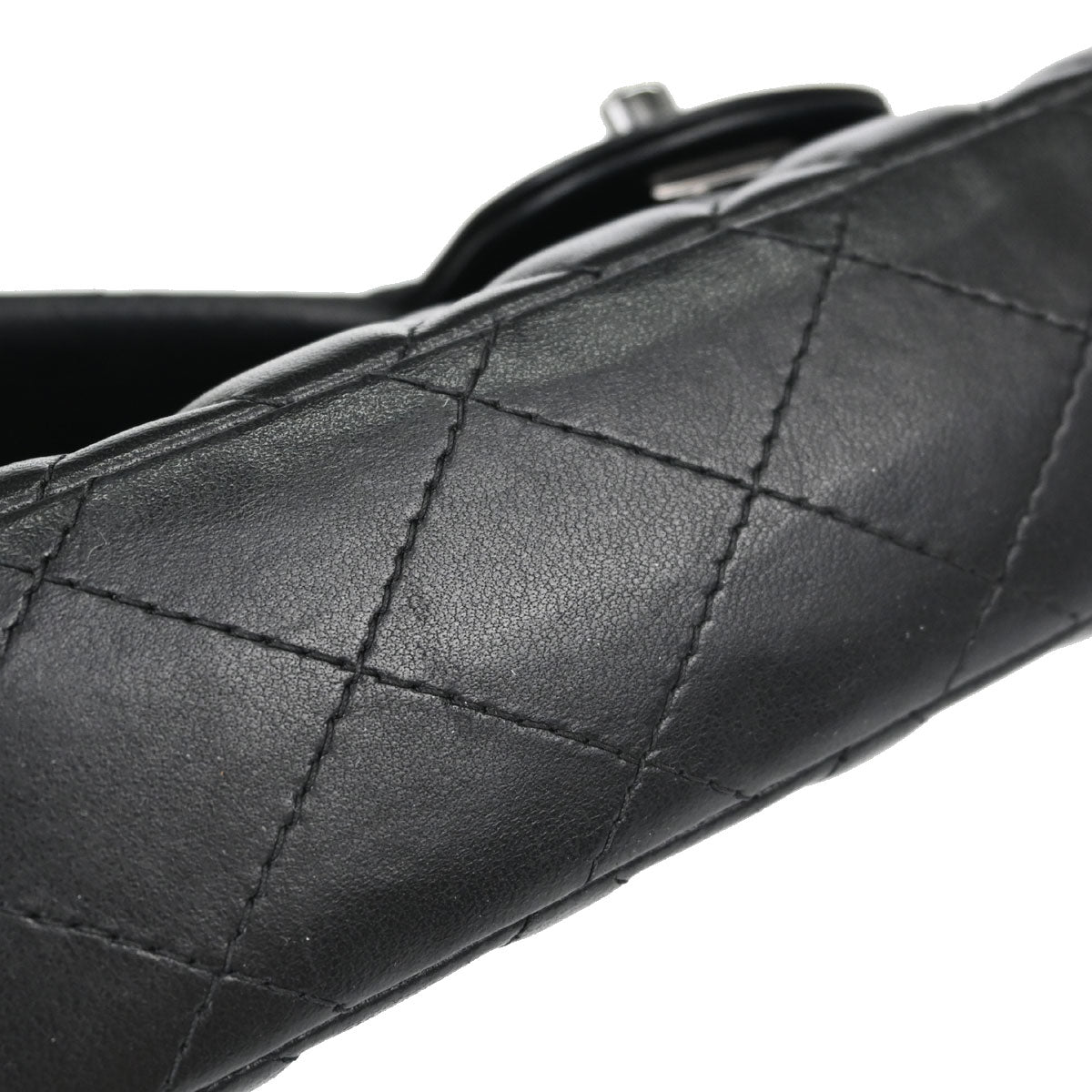 Chanel Black Lambskin East West Shoulder Bag