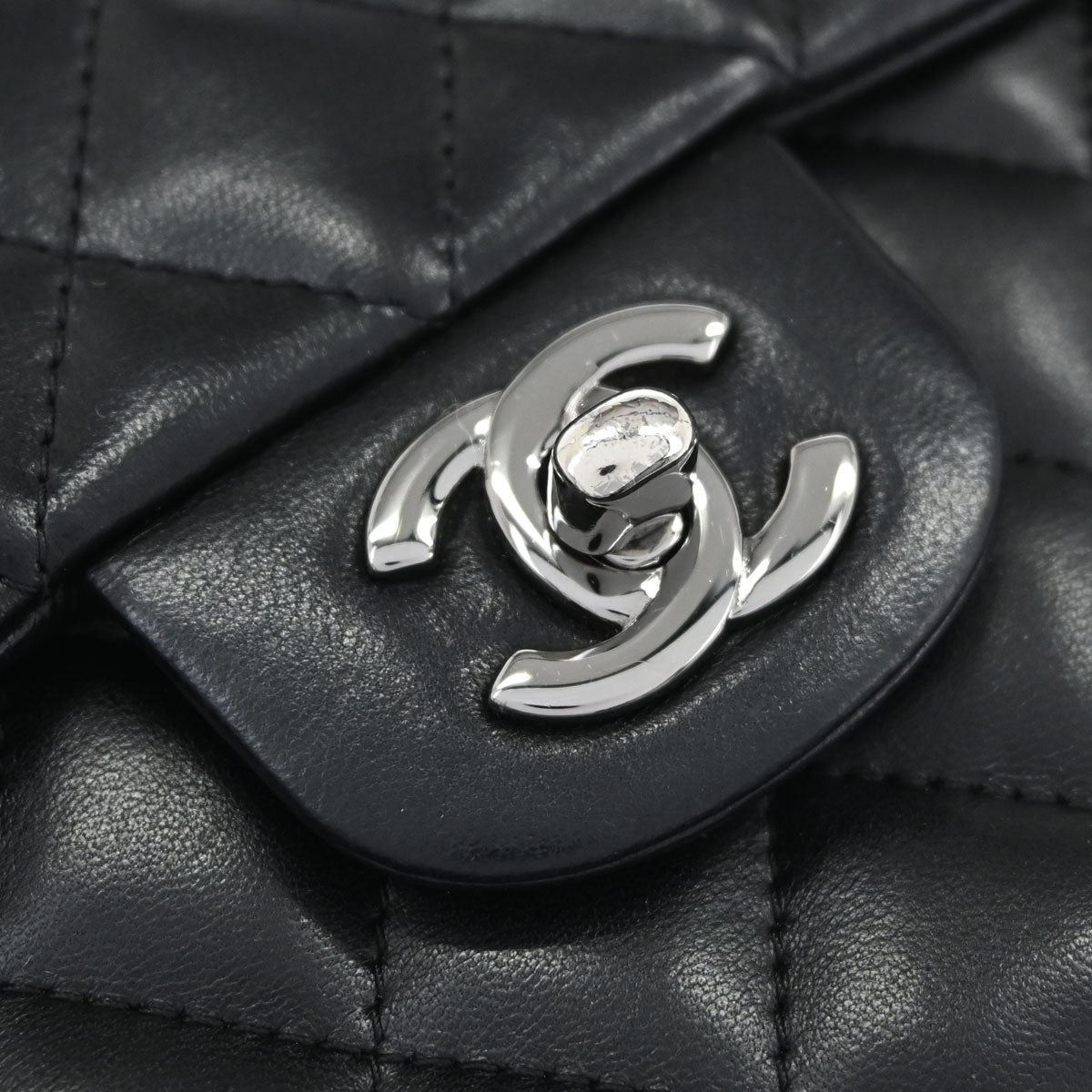 Chanel Black Lambskin East West Shoulder Bag