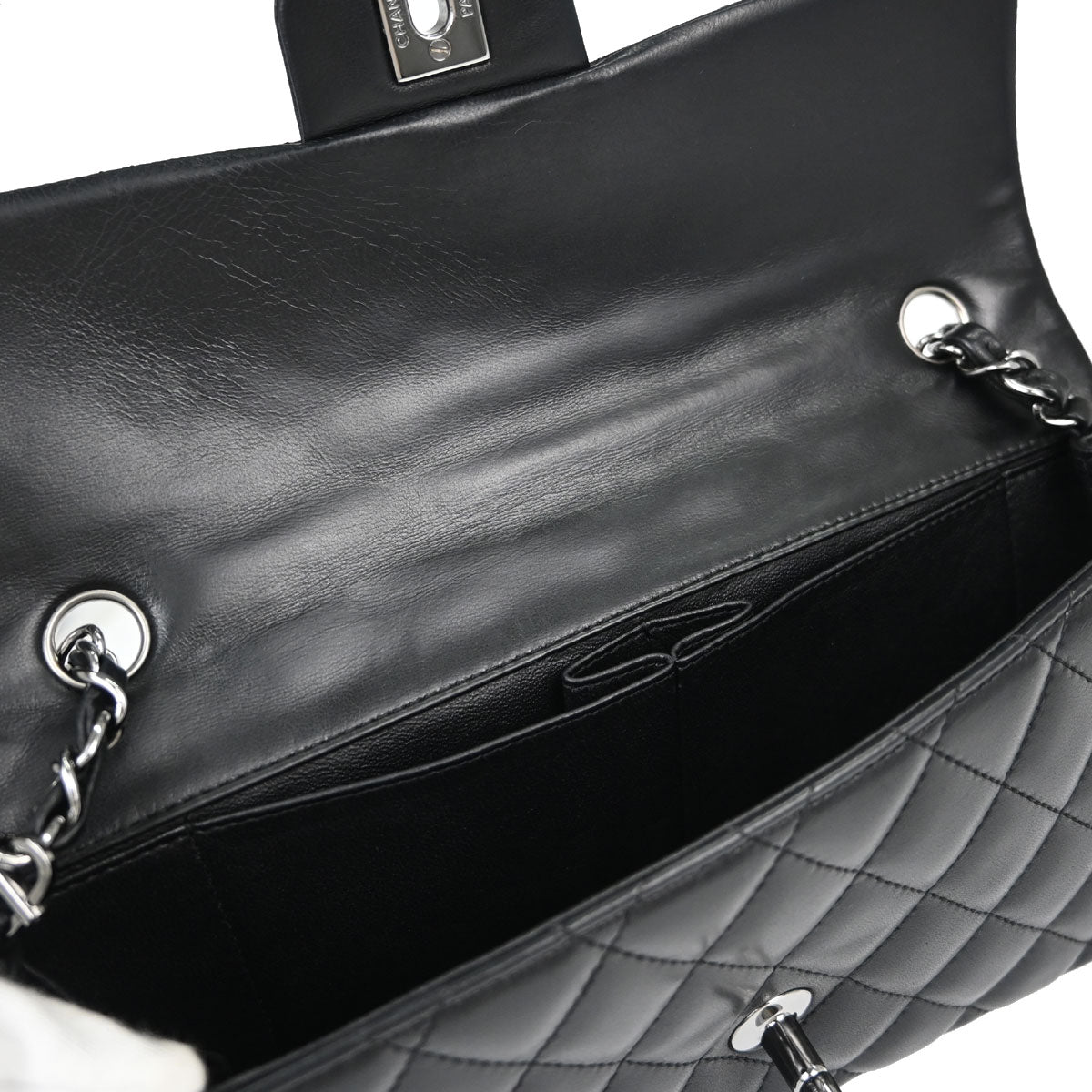 Chanel Black Lambskin East West Shoulder Bag