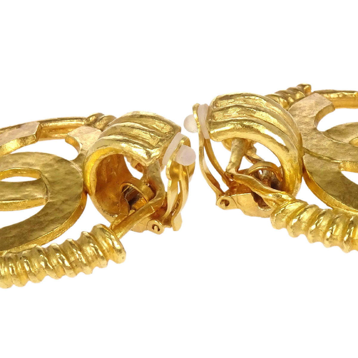 Chanel Dangle CC Hoop Clip-On Earrings Gold 94P