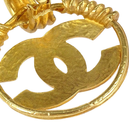 Chanel Dangle CC Hoop Clip-On Earrings Gold 94P