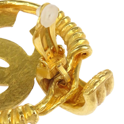 Chanel Dangle CC Hoop Clip-On Earrings Gold 94P
